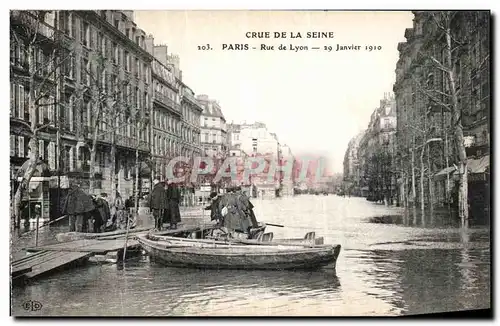 Ansichtskarte AK Crue De La Seine Paris Rue De Lyon