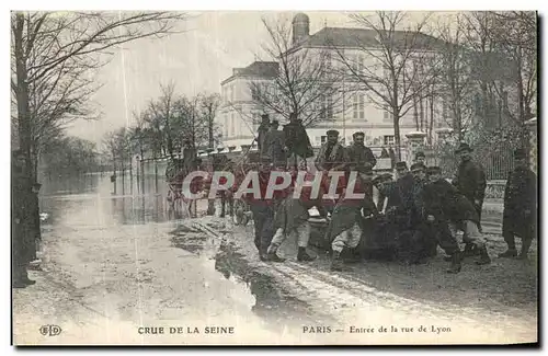 Ansichtskarte AK Crue De La Seine Paris Entree de la Rue de Lyon