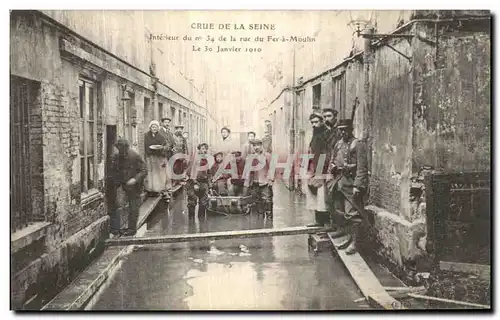 Cartes postales Crue De La Seine Paris Interieur du numero 34 la Rue du Fer a Moulin