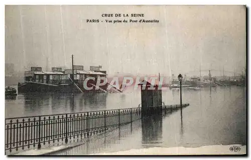 Ansichtskarte AK Crue De La Seine Paris Vue Prise du Pont d Austerlitz