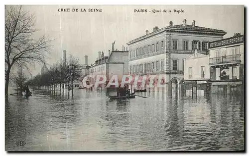 Cartes postales Crue De La Seine Paris Quai de la Rapee Hotel des deux perdrix