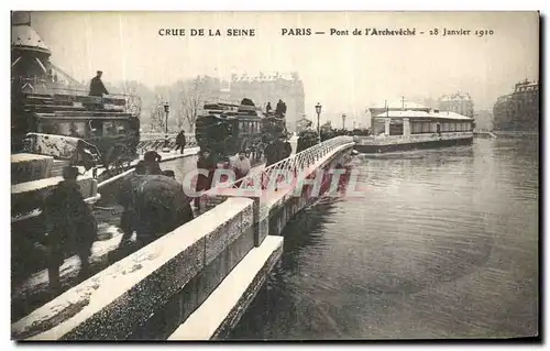 Cartes postales Crue De La Seine Paris Pont de l Archeveche