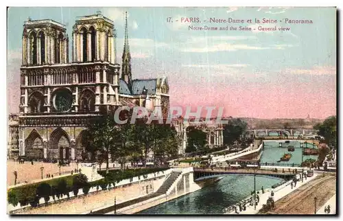 Cartes postales Paris Notre dame et la Seine Panorama