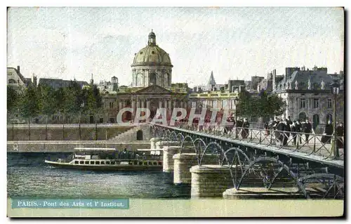 Ansichtskarte AK Paris Pont des Arts et l Institut Peniche