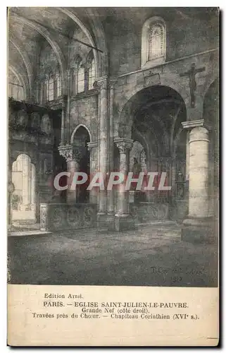 Ansichtskarte AK Paris Eglise Saint Julien Le Pauvre Grande nef Travees pres du choeur Chapiteau Corinthien