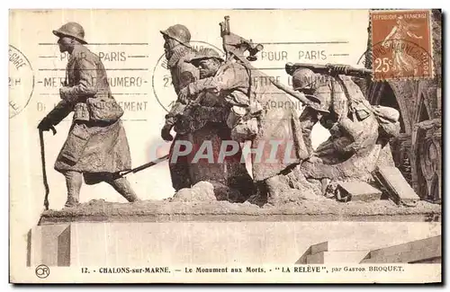 Ansichtskarte AK Chalons Sur Marne Le monument aux Morts La Releve par Gaston Broquet Militaria