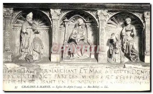 Ansichtskarte AK Chalons Sur Marne Eglise St Alpin Bas Relief