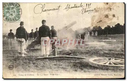 Cartes postales Camp De Chalons Le 135eme Court Piece Feu Militaria