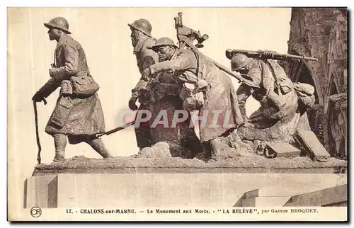 Cartes postales Chalons Sur Marne Le Monumnet aux Morts La Releve par Gaston Broquet Militaria