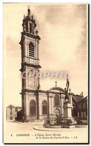 Cartes postales Langres L Eglise Saint Martin et la Statue de Jeanne d Arc