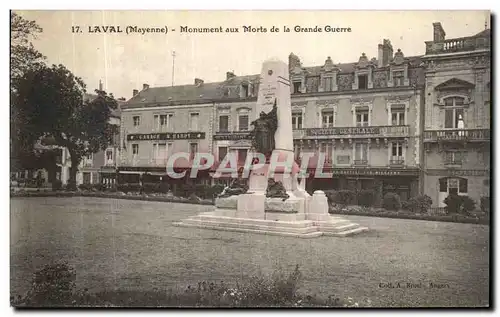 Cartes postales Laval Monument aux Morts de la Grande Guerre Militaria