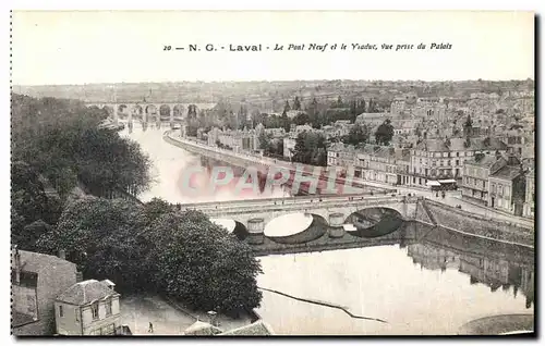 Cartes postales Laval Le Pont Neuf et le Viaduc vue prise du Palais