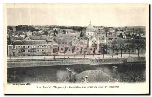 Cartes postales Laval L Hopital Vue Prise du Quai d Avesnieres