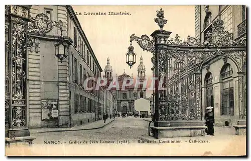 Cartes postales Nancy Grilles de Jean Lamour Rue de la Constitution Cathedrale