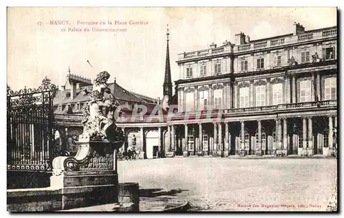 Cartes postales Nancy Fontaine de la place Carriere et Palais du gouvernement