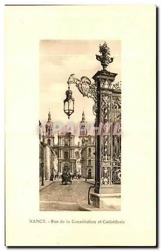 Cartes postales Nancy Rue de la Constitution et Cathedrale