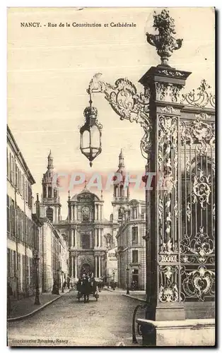 Cartes postales Nancy Rue de La Constitution et Cathedrale