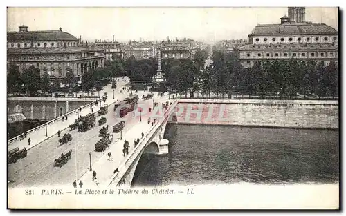 Cartes postales Paris La Place et le Theatre du Chatelet