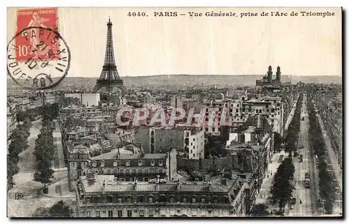 Cartes postales Paris Vue Generale Prise de l Arc de Triomphe Tour Eiffel