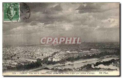 Ansichtskarte AK Paris Vue sur Le Sacre Coeur prise de la Tour Eiffel par temps d orage