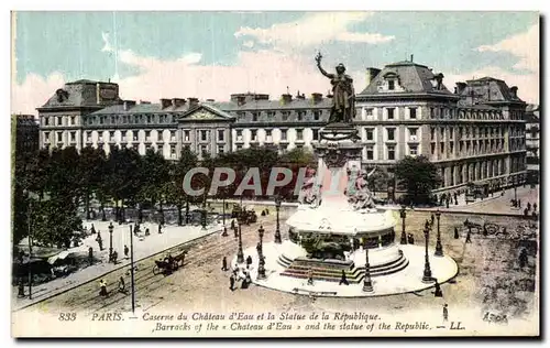 Ansichtskarte AK Paris Caserne du Chateau d Eau et la Statue de la Republique