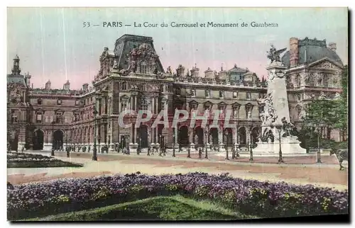 Cartes postales Paris La Cour de Carrousel et Monument de Garnbetta