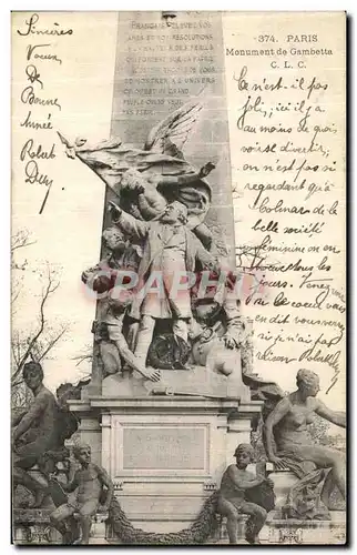 Cartes postales Paris Monument de Gambetta