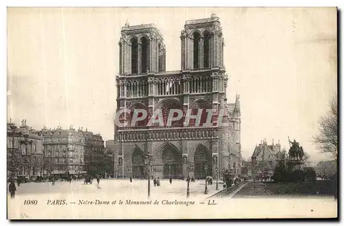 Ansichtskarte AK Paris Notre Dame et le Monument de Charlemagne