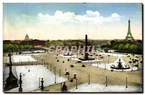 Cartes postales Paris Place de la Concorde Tour Eiffel