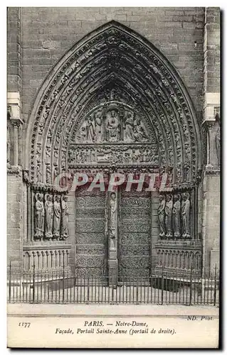 Ansichtskarte AK Paris Notre Dame Facade Portail Sainte Anne