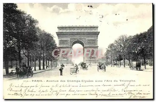 Cartes postales Paris Avenue des Champs Elysees avee l Arc du Triomphe