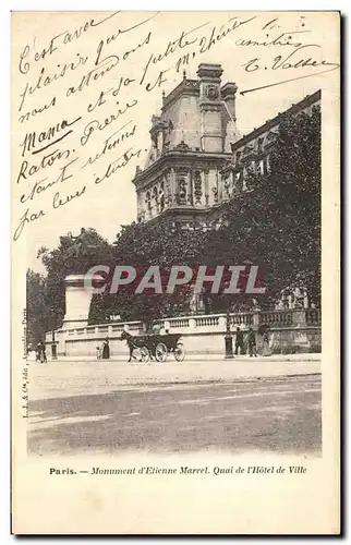 Cartes postales Paris Monument d Etienne Marcel Quai de L Hotel de Ville