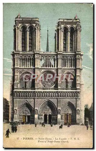 Cartes postales Paris Notre Dame La Facade