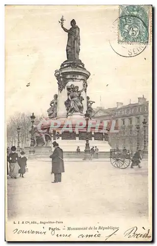 Cartes postales Paris Monument de la Republique