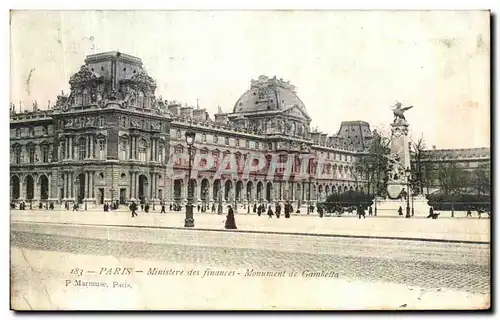 Cartes postales Paris Ministere des Finances Monument de Gambetta Louvre