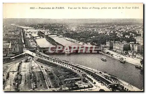 Cartes postales Paris Vue Sur la Seine et Passy Prise en Aval de La Tour Eiffel