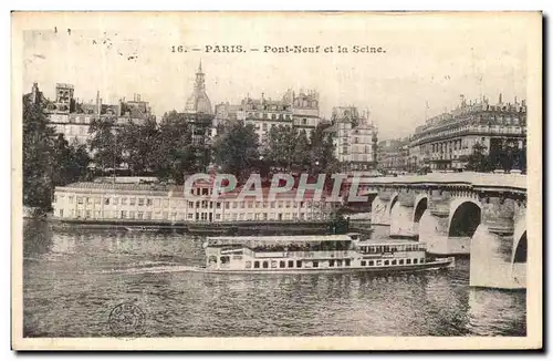 Ansichtskarte AK Paris Pont Neuf et la Seine Peniche Bateau