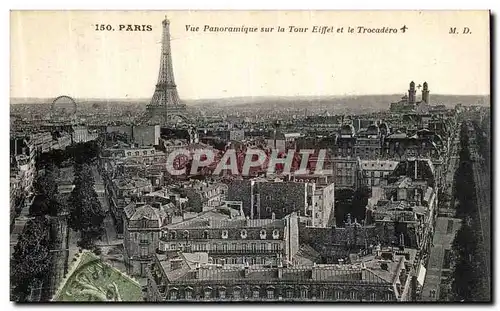 Cartes postales Paris Vue Panoramique sur la Tour Eiffel et le Trocadero