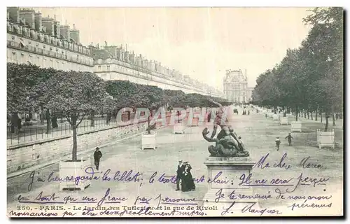 Cartes postales Paris Le jardin des Tuileries et la vue De Rivoli