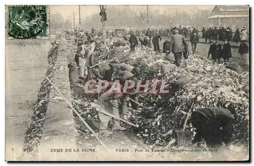 Cartes postales Paris Crue de la Seine Pont de Tolbiac Deversement des ordures