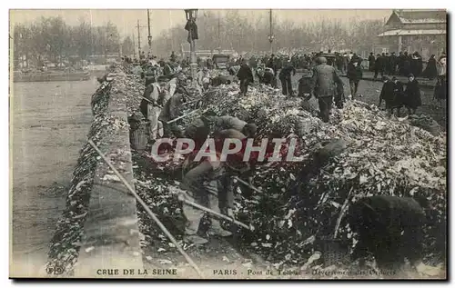 Ansichtskarte AK Paris Crue de la Seine Pont de Tolbiac Deversement des ordures