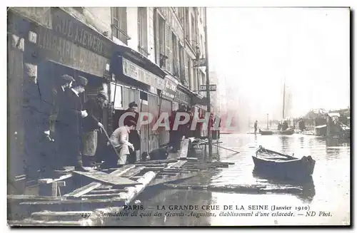 Ansichtskarte AK Paris La Grand Crue De la Seine Inondation du quai des Grands Augusitins etablissement d une est