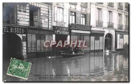 Ansichtskarte AK Paris La Grand Crue De la Seine Inondation d quai des Grands Augsutins