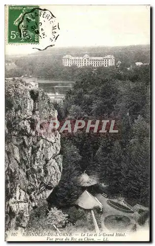 Cartes postales Bagnoles de l Orne La Lac et le Grand Hotel Vue prise du Rec au Chien