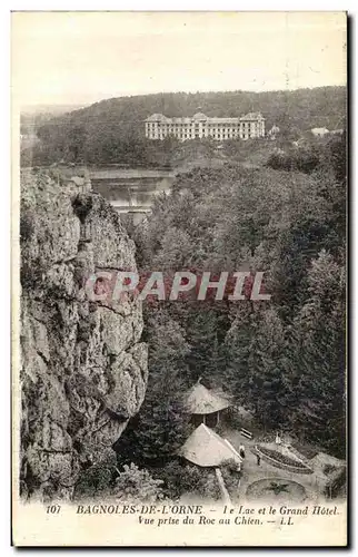 Cartes postales Bagnoles De L Orne Le Lac et le Grand Hotel Vue Prise du Roc au Chien