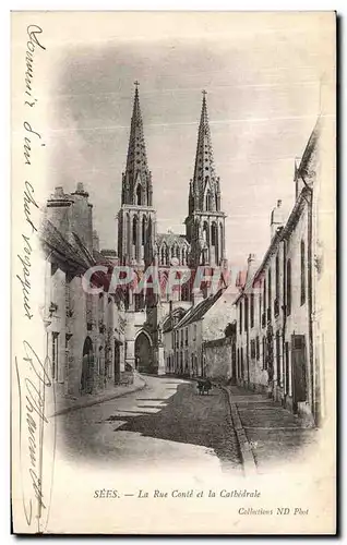 Cartes postales Sees La Rue Conte et la Cathedrale