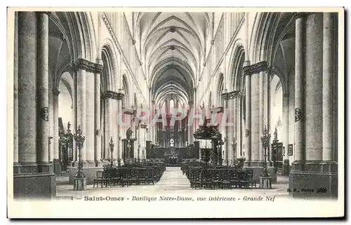 Cartes postales Saint Omer Basilique Notre Dame Vue Interieure Grande nef