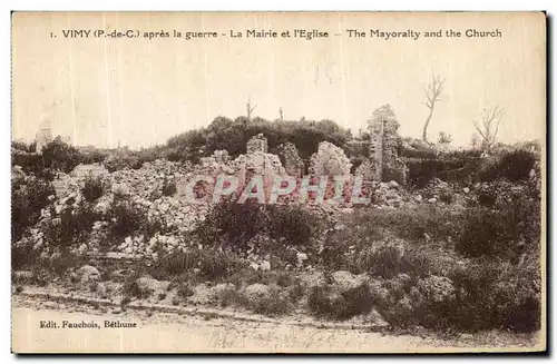 Ansichtskarte AK Vimy Apres la Guerre La Mairie et L Eglise Militaria