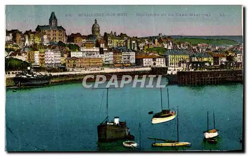 Cartes postales Boulogne Sur Mer Boulogne Et La Gare Maritime Bateaux