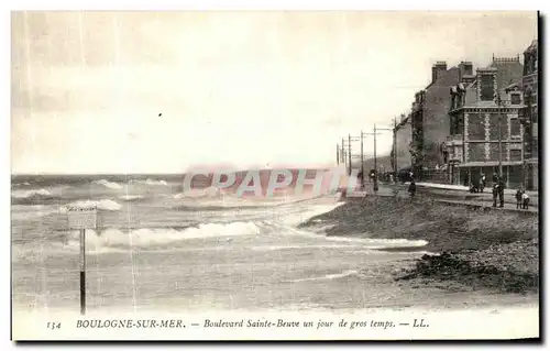 Cartes postales Boulogne Sur Mer Boulevard Sainte Beuve un jour de gros temps